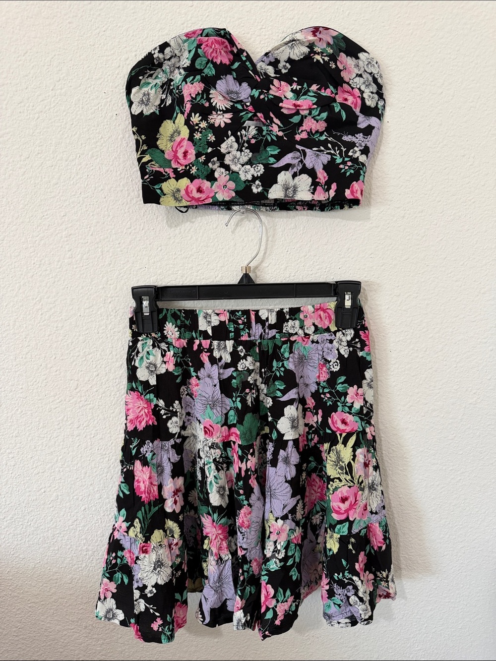 Black Floral Circle Skirt - Women's Flowy Skater Skirt